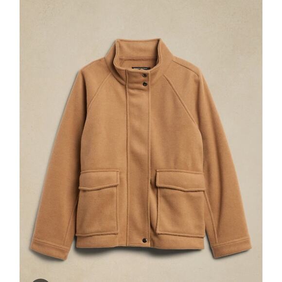 Banana Republic Jackets & Blazers - New w/tags Banana Republic BRUSHED SHORT JACKET Camel Small Full Zip Classic